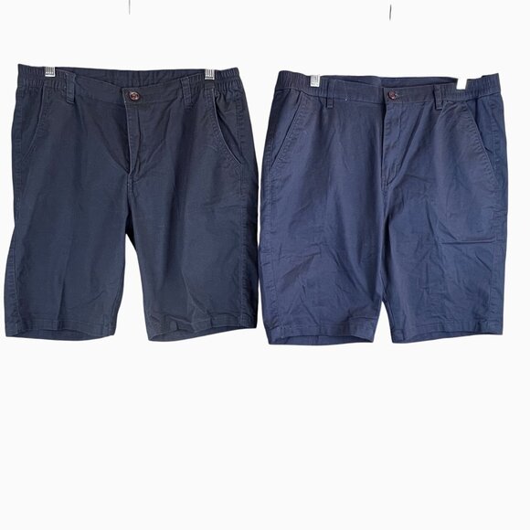 Unbranded Other - Set Of 2 Mens Dark Navy  & Black Cotton Casual Shorts Size 34 Elastic Waistband
